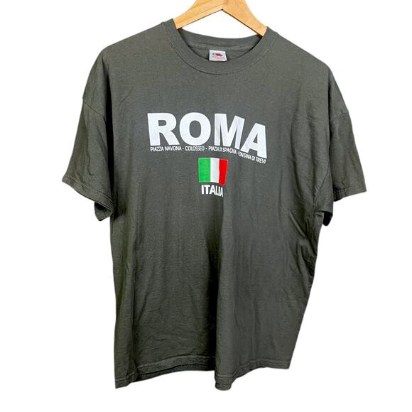Y2K Men's Dark Gray Roma Italia Rome Italy Souvenir T-Shirt - Size XL - Picture 1 of 4